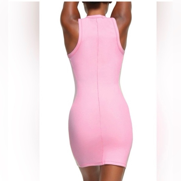 NWT SKIMS Ribbed Body-Con Dress – bubblegum/white , Size XS - Picture 3 of 6